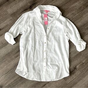 Lilly Pulitzer Kwitney Long Sleeve Cotton Cover-Up Medium